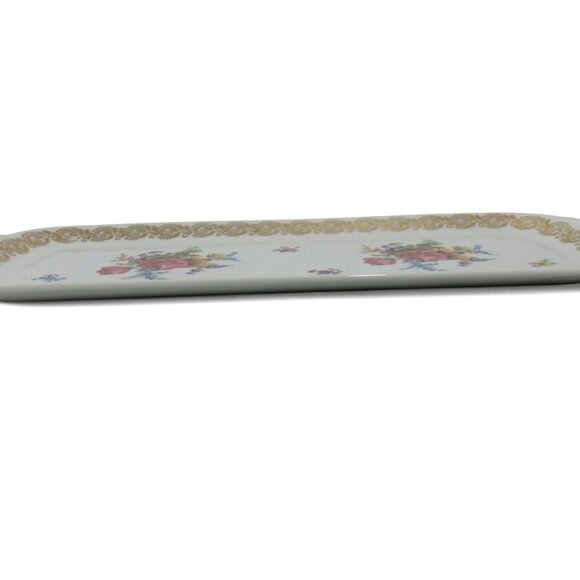 LIMOGES FRANCE Floral Tray Gold Trim Decorative Platter France Vintage 15" - Picture 5 of 11